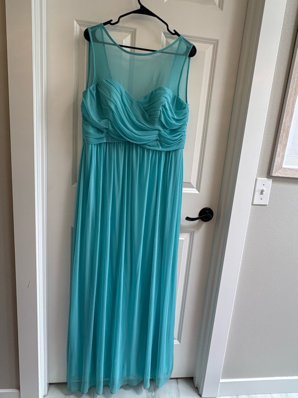 Sleeveless Turquoise Chiffon Maxi Dress